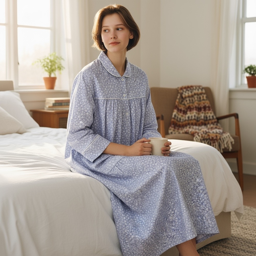 Vintage Peter Pan Collar Gown House Coat Fundamentals Made in Hong Kong